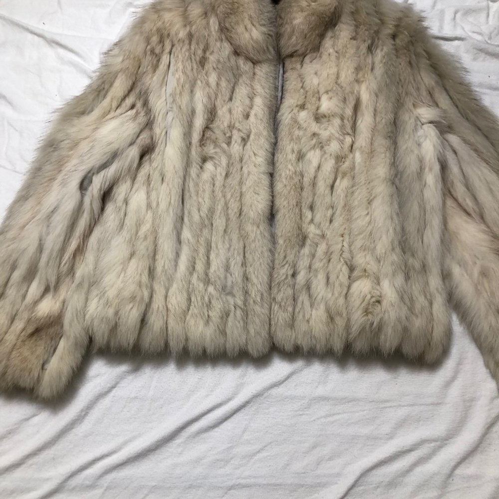 Womens large white fox fur jacket